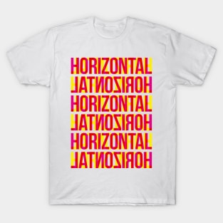 Horizontal Typography Stack (Magenta Yellow Red) T-Shirt